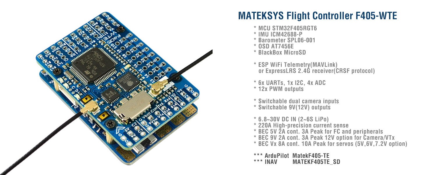 Matek Mateksys Flight Controll - огляд і ціна Mateksys Flight Controller F405 Wte